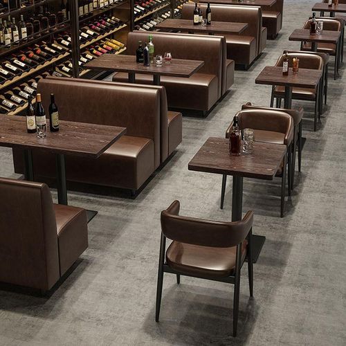 酒吧清吧卡座沙发奶茶店桌椅组合复古工业风咖啡厅餐厅火锅店靠墙