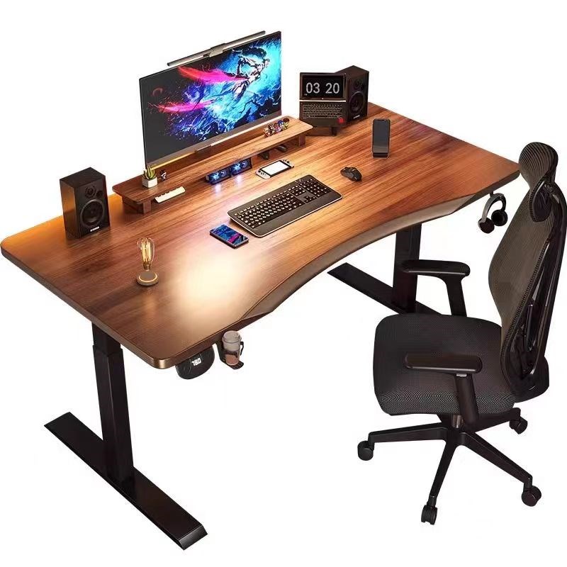 橡胶木桌面智能电动升降办公桌可升降电脑桌电竞学习书桌工作台子