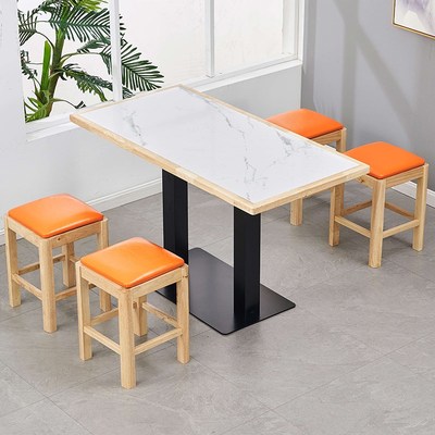 大理石岩板餐桌实木快餐桌椅面馆烧烤桌椅沙县小吃店餐饮商用餐桌