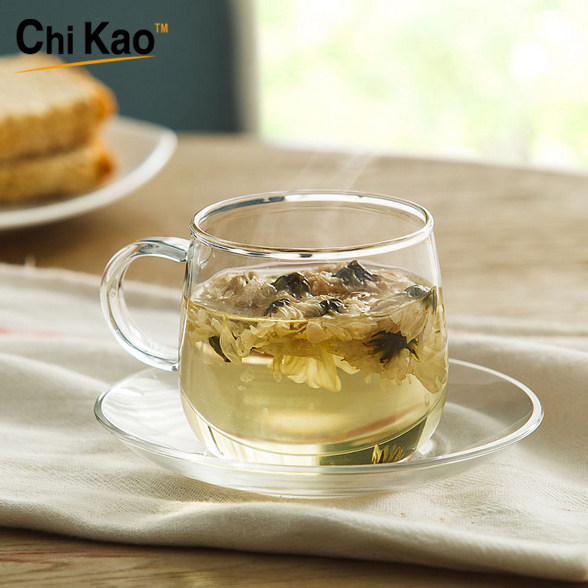 奇高家用玻璃杯创意花茶杯子欧式透明咖啡杯带把加厚套装泡茶杯