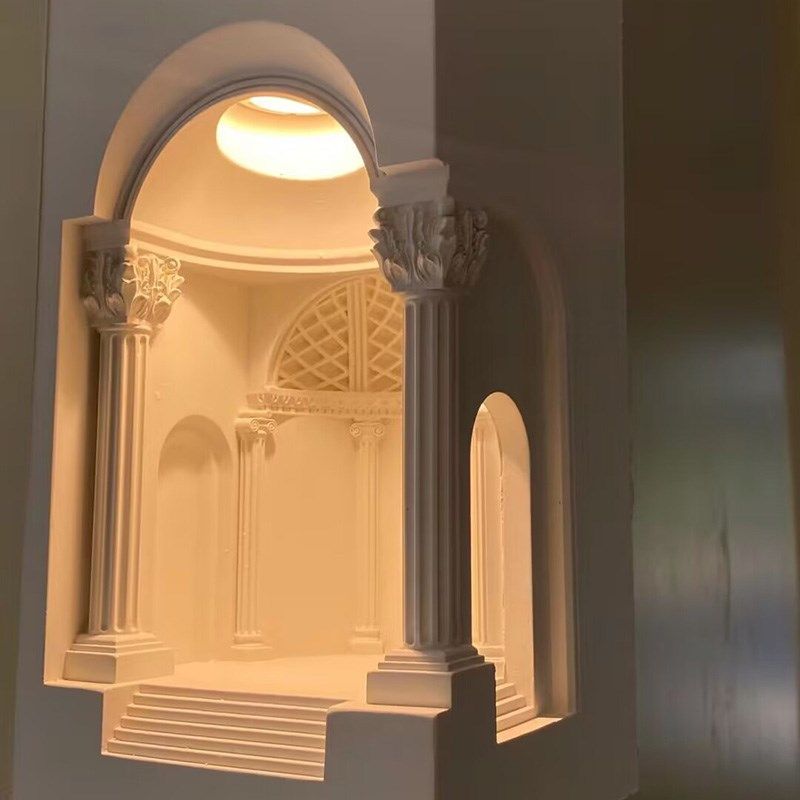 石膏灯嵌入式感应石膏壁灯学院壁龛灯具客厅内嵌转角壁灯墙体夜灯