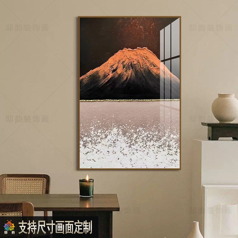 客厅背景墙奶油风装饰画民宿酒店玄关挂画侘寂风样板间软装无框画