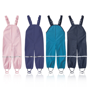 男女童幼儿园宝宝小学生连体全身背带下水裤 儿童分体雨裤 防水裤