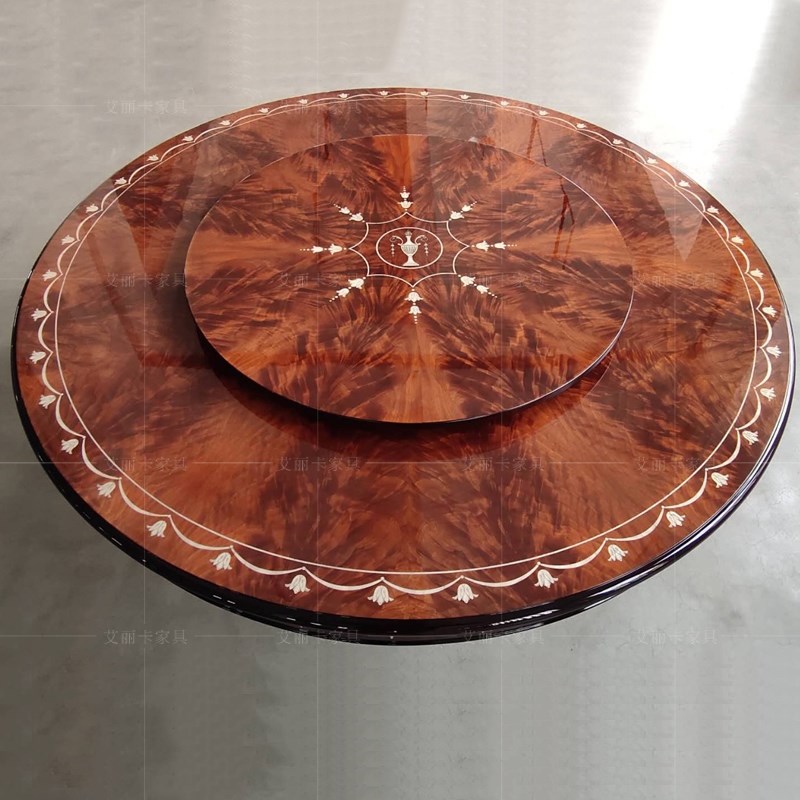 亚历山大餐桌拉卡欧式英式桃花芯实木餐桌椅圆桌萨家具