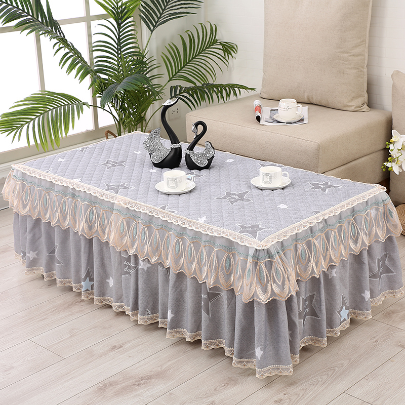 防滑茶几罩全包简约现代蕾丝桌布垫客厅盖布长方形茶机桌罩家用