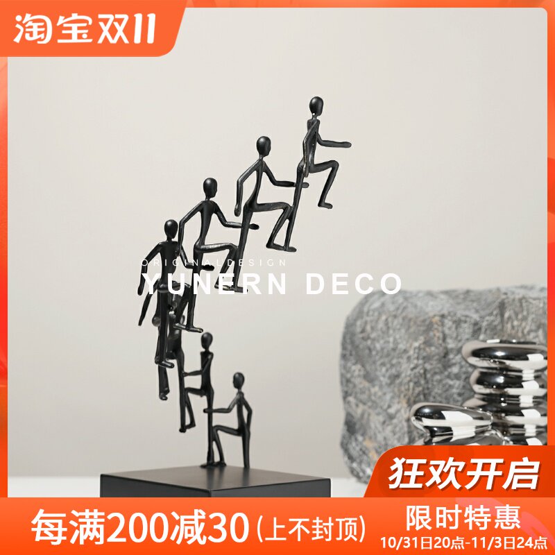 酒店售楼处样板房间电视玄关柜创意艺术人物摆件家居客厅软装饰品