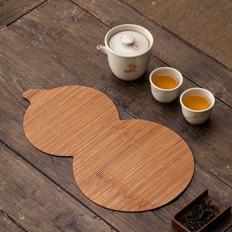 中式竹编大漆主人席隔热防水茶席茶垫桌旗布艺茶具餐垫茶道配件