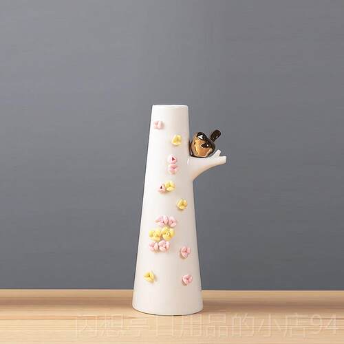 正品家宇轩欧式居摆件花插会所器陶瓷鹊枝头工艺家居办花公装饰花