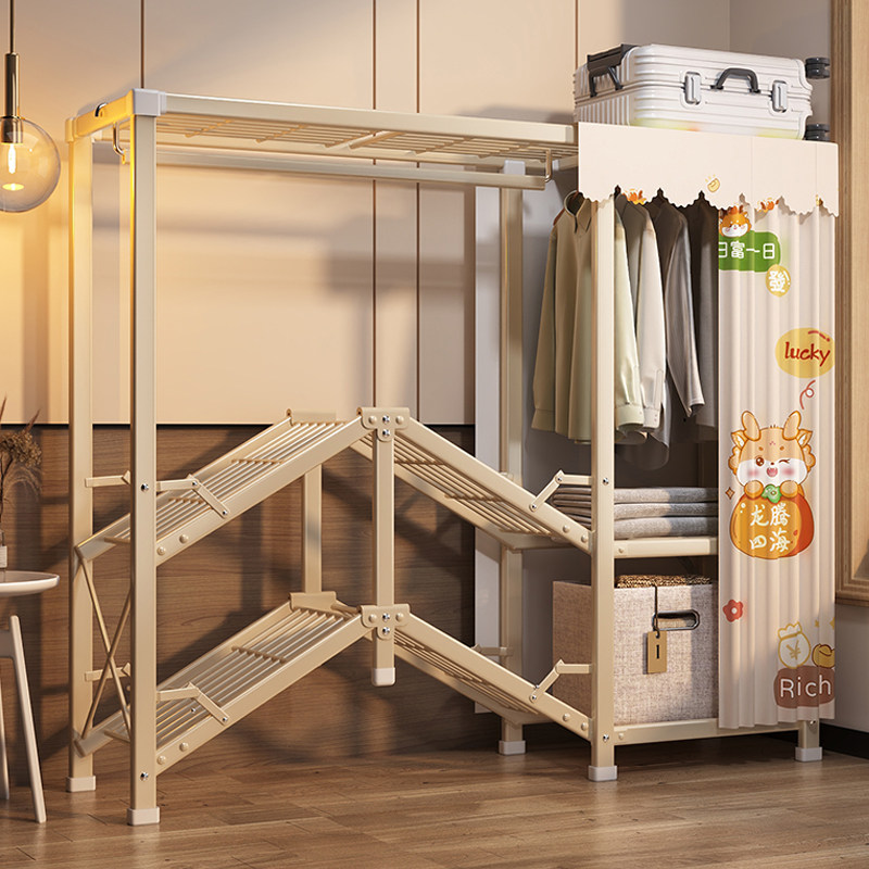 折叠衣柜家用卧室布衣柜出租房用结实耐用加厚加粗全钢架收纳衣橱