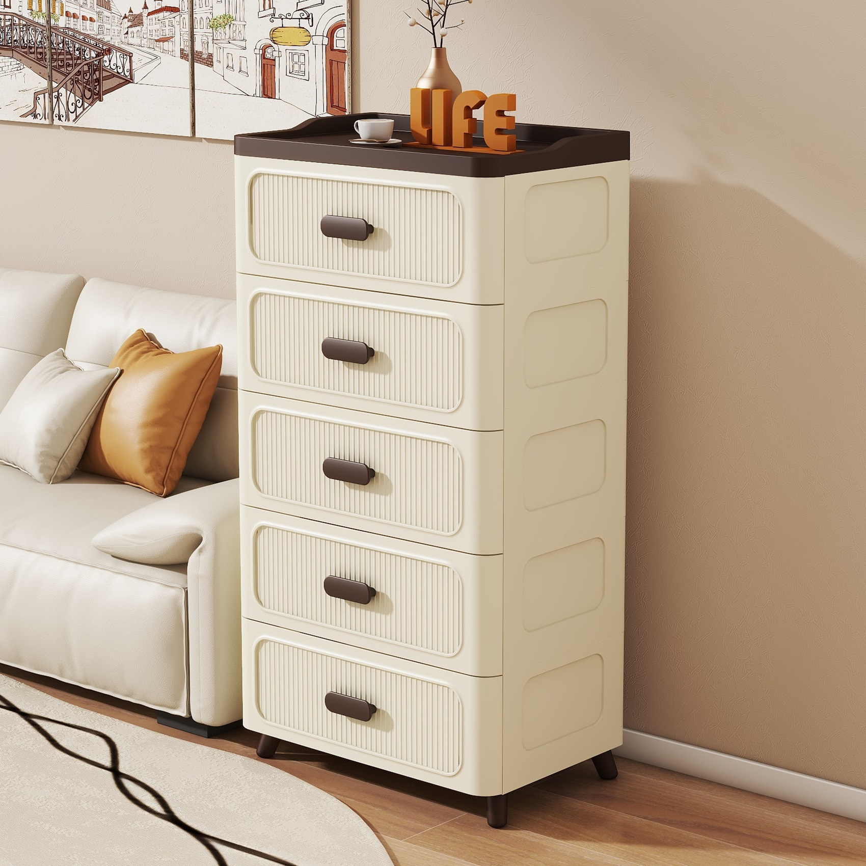 加厚欧式收纳柜收纳柜抽屉式多层客厅置物柜卧室床头柜塑料五斗柜