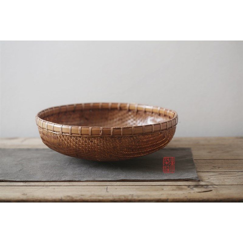 了竹  村上手工竹编收纳筐 农村簸箕家用水果蔬菜馒头零食竹筐