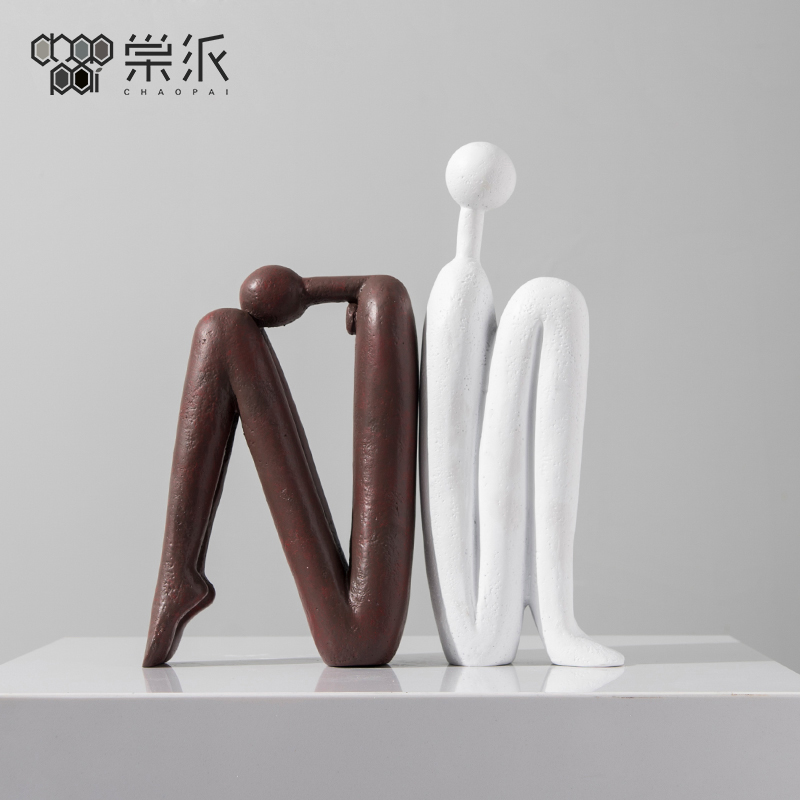 现代简约书房书架抽象人物摆件创意办公室书柜书挡桌面酒柜装饰品