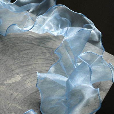 大波浪水纹花边布料水光欧根网纱袖口裙摆装饰设计师辅料面料再造