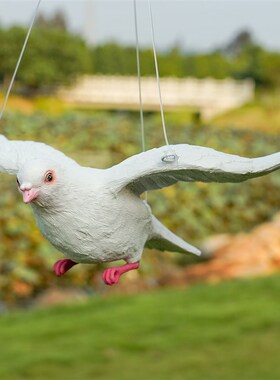 彷真鸽子雕塑悬挂吊饰吊件飞翔和平鸽挂件装饰品婚庆道具摆件模型