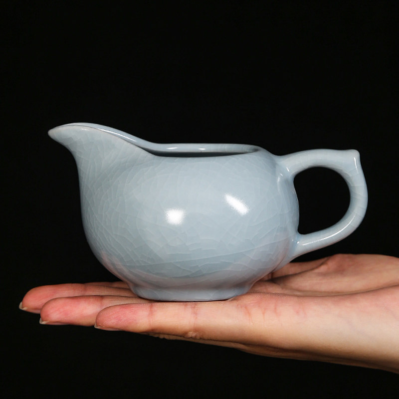 汝窑公道杯开片冰裂大号公杯茶海泡茶分茶器茶漏功夫茶具陶瓷汝瓷