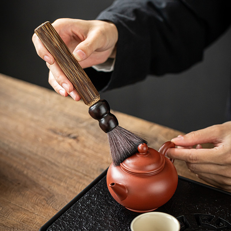 复古天然竹根养壶笔紫竹长柄茶刷竹鞭扫茶刷扫茶笔茶盘扫水刷零配