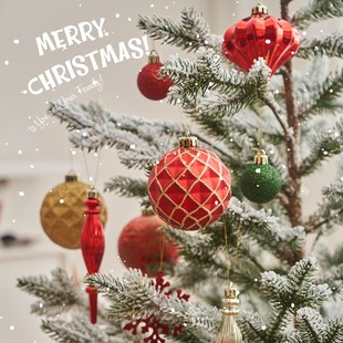 圣诞节装饰彩球圣诞树挂件diy材料包雪花小吊挂饰品配件布置道具