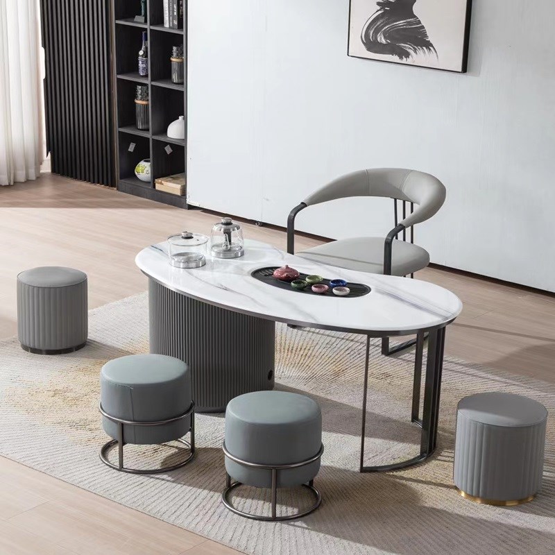 茶几客厅家用岩板茶桌椅组合一桌五椅茶台烧水壶一体嵌入式热浪AB