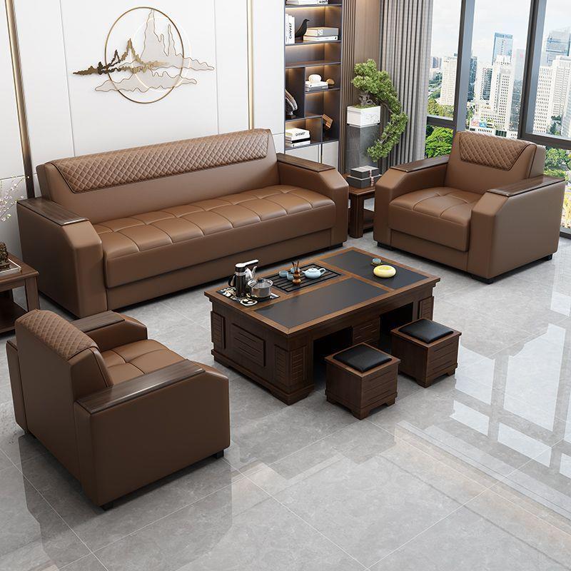 办公室沙发简约现代茶几组合套装商务接待会客三人座洽谈休息沙发