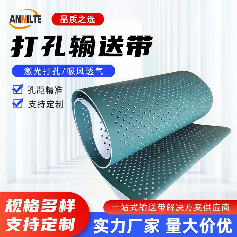 厂家直供PVC环形打孔输送带 电子行业吸风输送带圆孔异形孔传送带