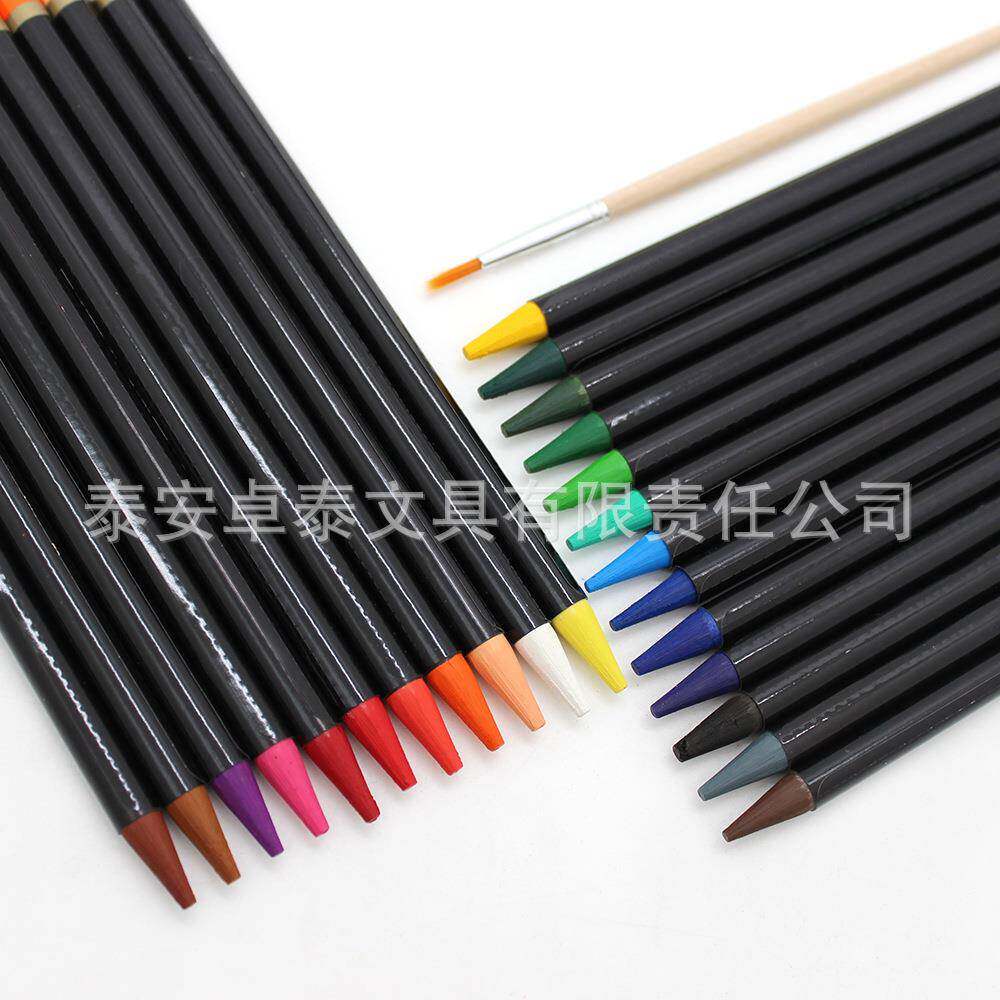 现货零售24色无木水溶彩铅笔绘画初学者画笔学生美术用全芯水彩笔