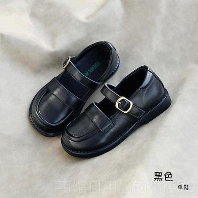 高档贝兰童孩鞋女皮鞋黑色孩鞋英国女公主软底丽简真皮玛玛丽简学