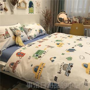 高档北被欧ins男孩卡通小汽床上四件套全棉纯棉被套三1.5m1.8套车