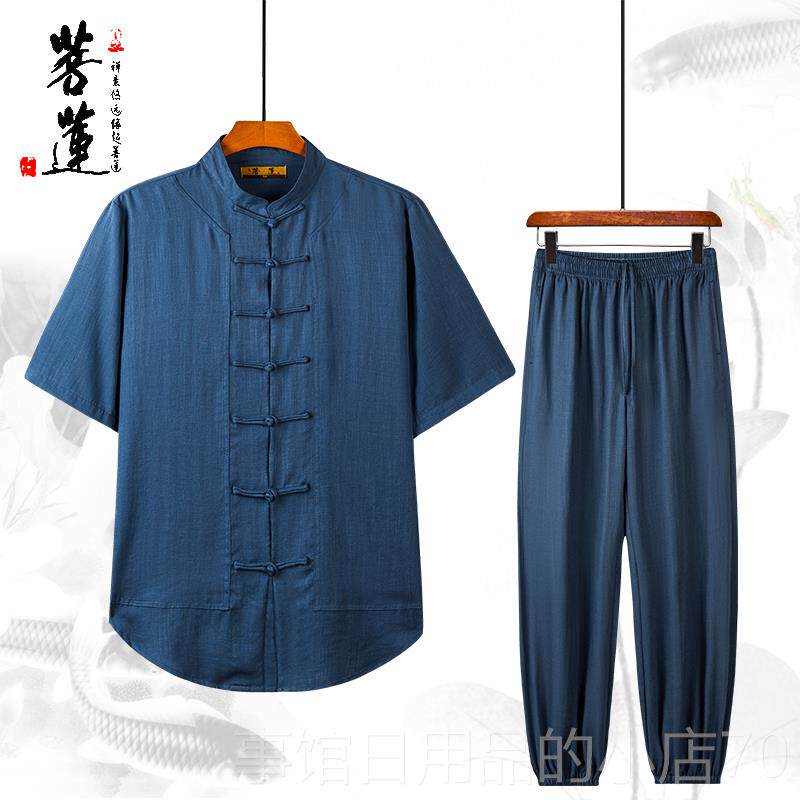 高档菩莲麻棉太极服女春秋季薄款中年冰丝棉麻男太老极拳练功服表