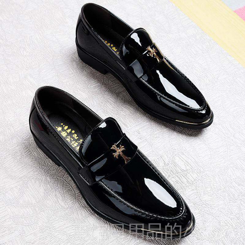 高档春季和秋新士英伦商风格蓝色亮男皮务休闲皮鞋季发型师时髦尖