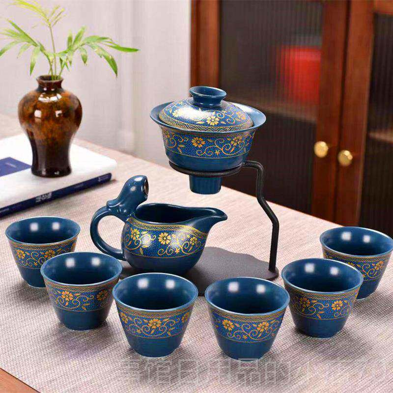 高档陶瓷功夫茶具套懒人中不烫手触碰自出水组创意动茶壶式宫廷风