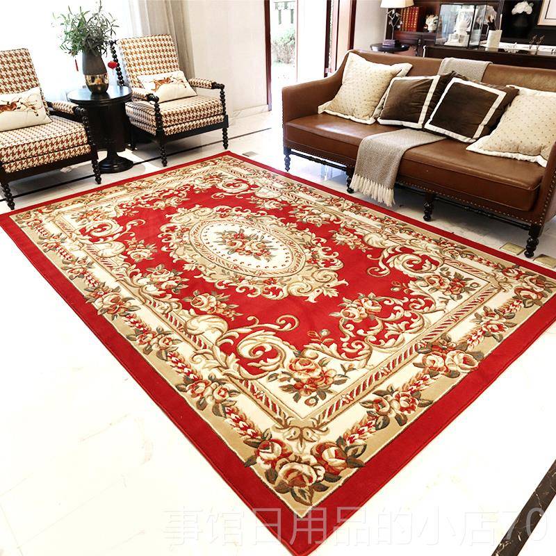 高档客厅地毯欧红色几毯家用面大积卧式室中美式茶会议室新庆定制
