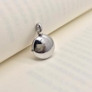 高档原创樱花形翻盖相盒蓝色圆珐瑯s92纯银吊坠女毛衣项炼定5制片