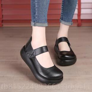 正品款871春软底糕厚底包鞋松皮真鞋皮鞋防滑妈妈鞋原创覆古单鞋