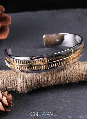 正品UNDERCOVER 银手镯 桥高盾侣纹身图腾齿腕饰 GI锯Z情纯银手饰