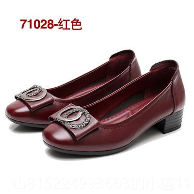 正品子真包鞋妈妈鞋春秋款软底老人皮鞋中跟中皮老年鞋气质百搭通