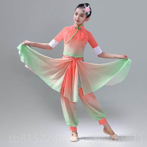 正品新款儿童典舞演表出服女童古画茶闲情抒伞舞蹈服装舞采茶舞演