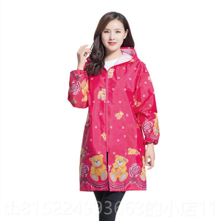 正品韩版时服成人防水女士罩护衣连帽涤纶工作中长款长袖围裙印尚