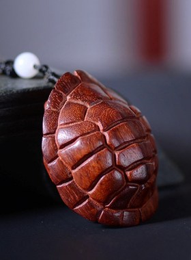 赞比亚血檀木雕富甲天下一方乌龟壳手把件文玩工艺品把玩手工雕刻