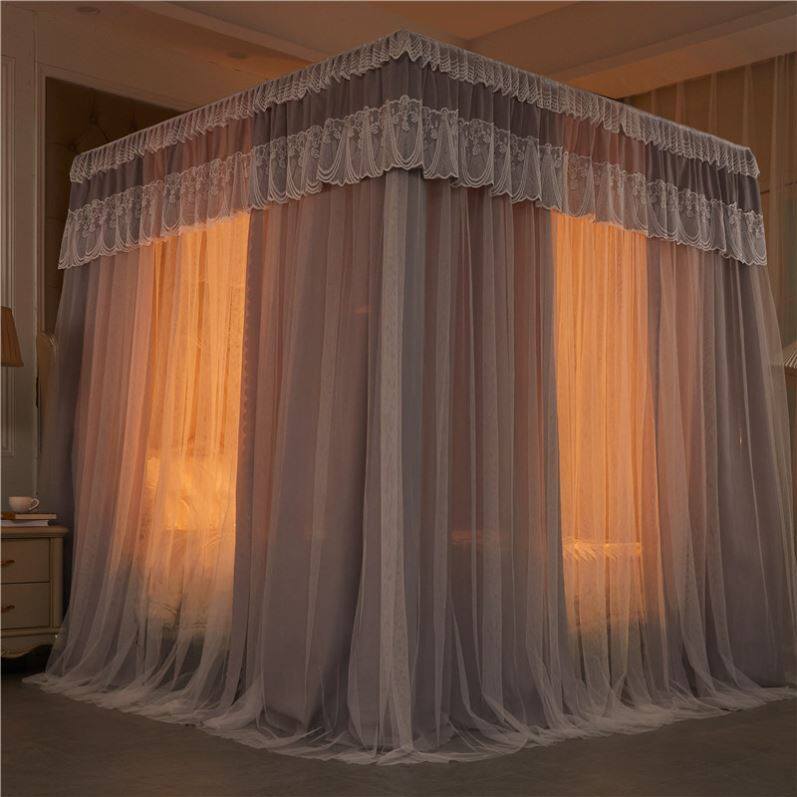 夏天1.5m床帘公主风2021新款蚊帐遮光防尘2.0宿舍1.8米床支架家用