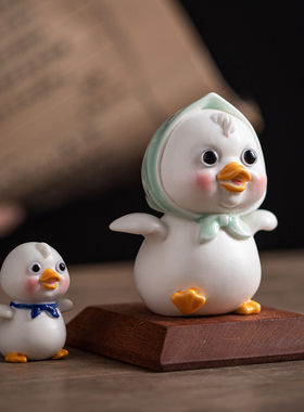 陶瓷可爱小鸭子摆件卡通家居客厅办公桌面装饰工艺品鱼缸造景摆设
