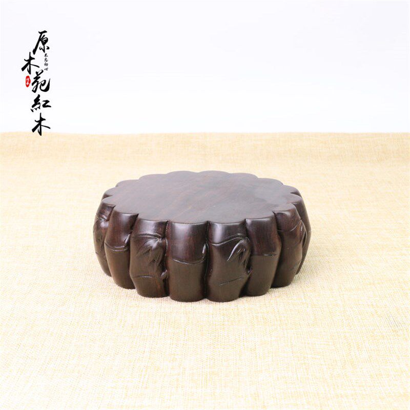 实木整料雕刻石头底座花瓶盆景紫砂壶摆件木雕底托木垫托架挖槽