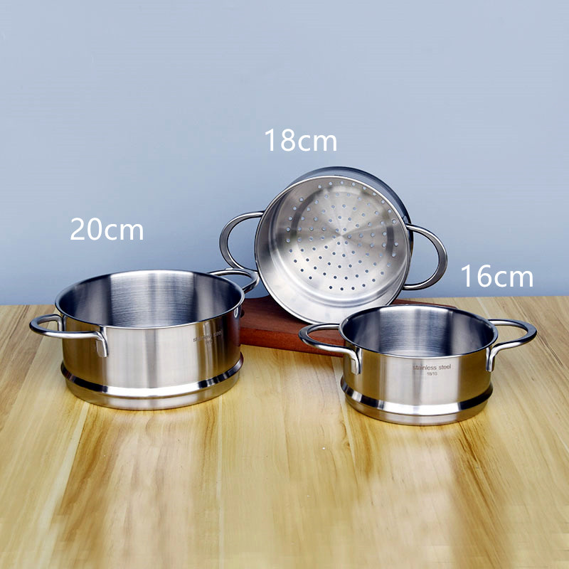 18-10不锈钢耳蒸笼沥水篮辅食奶锅蒸屉家用蒸格可叠加1-2cm