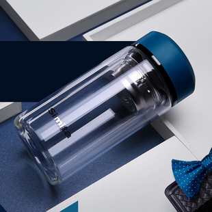 德国SIMITA玻璃杯双层加厚茶水分离泡茶杯男女办公小巧水杯200ml