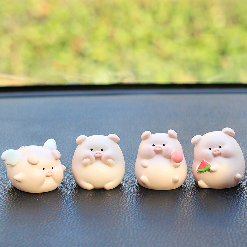 猪你快乐公仔迷你小猪汽车摆件可爱车内仪表台饰品用品新款高档女