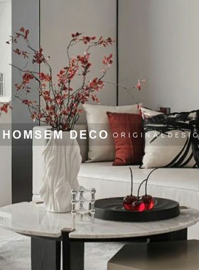 售楼处样板间客厅茶几仿真红色樱桃摆件电视柜博古架酒柜软装饰品