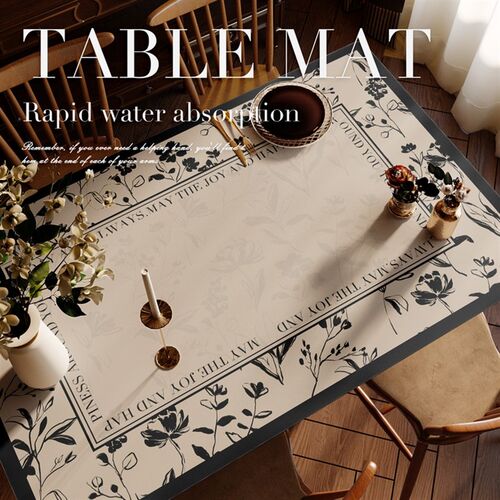 奶油风侘寂风 桌垫防水防油耐高温免洗PVC皮革桌垫茶几布餐桌垫可