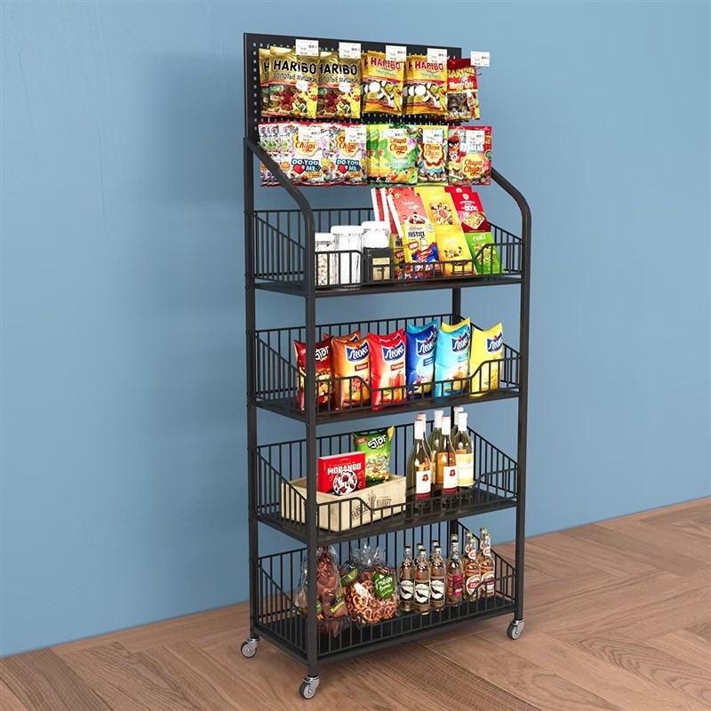 超市收银台前小零食货架小型样品层板饮料展示架柜台前货架落地