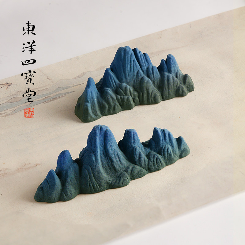 千里江山笔搁 多功能书法陶瓷器笔架 初学者毛笔搁笔架山文房书法