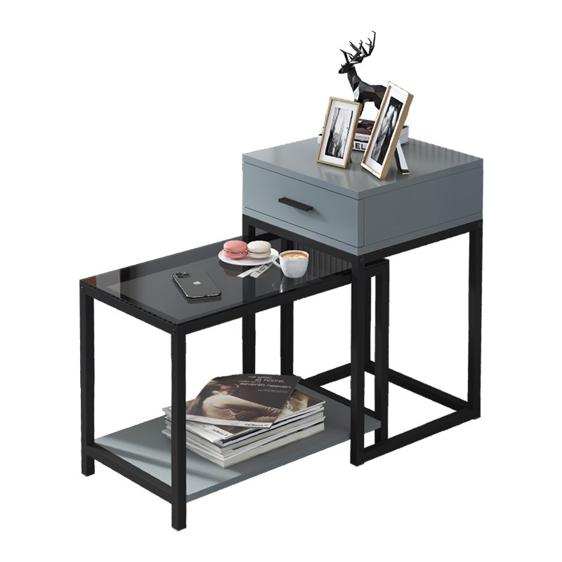 简约现代沙发边柜扶手柜客厅卧室玻璃边几柜角几小茶几边桌可移动