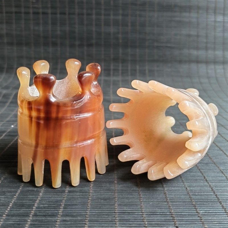 天然牛角经络梳洗头梳牛角头疗梳圆形梳子头皮按摩疏通经络梳子